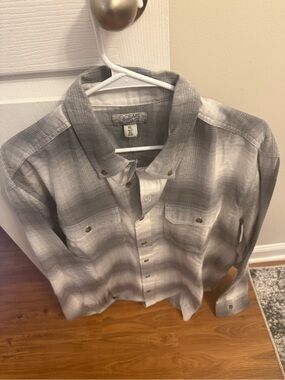 Ocean Coast Men's Gray Gradient Plaid flannel Button-Down Shirt